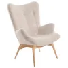 Image de Ángel Cerdá - Fauteuil tapissé avec finition capitonnée - Design moderne en tissu beige - Structure en bois - Fauteuils pour le salon, la zone de lecture ou la chambre - Style et confort - 70 x 80 x