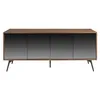 Image de Angel Cerdá - Buffet en noyer avec portes en verre miroir - Buffet moderne sophistiqué pour le salon - Buffet en bois durable - Meuble buffet avec grand espace - 180 x 50 x 76 cm