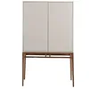 Image de Angel Cerdá - Vitrine grise avec pieds en noyer - Buffet moderne sophistiqué pour le salon - Buffet en bois durable - Buffet avec grand espace de rangement - 90 x 40 x 150 cm