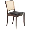 Image de Ángel Cerdá - Chaise de salle à manger avec dossier carré en rotin tapissé similicuir noir et pieds en bois de noyer - Design moderne et sophistiqué - élégance et confort pour salons et salles à