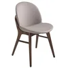 Image de Chaise salon/salle à manger tapissée en similicuir couleur vison. Structure et pieds en frêne massif couleur noyer.