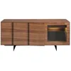 Image de Angel Cerdá - Buffet en acier noir et noyer - Buffet moderne sophistiqué pour le salon - Buffet en bois durable - Buffet avec grand espace de rangement - 180 x 60 x 76 cm