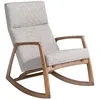 Image de Ángel Cerdá   Chaise à bascule en tissu gris   68 x 90 x 96 cm avec structure en bois de noyer   Confort avant-gardiste, détente intemporelle, chaise à bascule pour salon