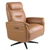 Image de Angel Cerda - Fauteuil de relaxation rotatif en cuir - Finitions en acier inoxydable - Ports USB et USB - C pour appareils - Fauteuil individuel avec rembourrage rembourré - 78 x 96 x 105 cm - Marron
