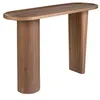 Image de Ángel Cerdá- Console ovale demi-point - Bois plaqué noyer naturel - Design moderne et élégant - Meubles de salon - Table d'entrée - Table d'entrée - Ø120 X 40 X 76 cm