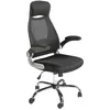 Image de Ángel Cerdá- Chaise de bureau pivotante - Tissu noir avec accoudoirs - Acier inoxydable chromé - Réglable et moderne - Chaises de bureau ergonomiques - 66 x 62 x 117 cm