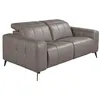Image de Angel Cerda - Canapé de relaxation 2 places avec appuie-tête - Design moderne avec système électrique et ports USB - 176 x 110 x 98 cm - Revêtement en cuir de vachette gris et pieds en acier époxy
