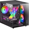 Image de MARSGAMING MC-VIEW Noir, Boîtier Mini-Tour Gaming Micro-ATX, Verre Trempé 90° Sans Cadre, Structure Modulaire Double Chambre, Support Complet pour Refroidissement Liquide