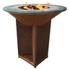 Image de Purline Grand barbecue en acier Corten avec grill et grande grille de 100 cm de diamètre et finition en acier Corten résistant