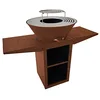 Image de PUR LINE | Barbecue à granulés en charbon de bois ou acier Corten avec plaque ronde de 60 cm de diamètre, barbecue et support EFP57CO