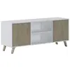 Image de Skraut Home - Meuble TV pour salon - 57 x 140 x 40 cm - Convient pour TV 32/40/50/55/60" - Modèle Wind 140 - Blanc mat - 2 portes battantes Couleur Puccini