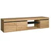 Image de Skraut Home | Meuble TV Modèle Naturale | Couleur Chêne/Noir | Salon-séjour | Support Télévision avec étagères et placards de Rangement | 160 x 40 x 41 cm(Naturale 160)