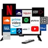 Image de BLUGY Télévision Smart 19" LED HD, 12 V, 1366 x 768 pixels, Travel TV, idéale pour véhicules, caravanes, camions, bateaux, haut-parleurs intégrés Disney+ Netflix Youtube [Classe d'efficacité