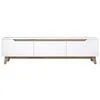 Image de Calicosy Meuble TV 3 Portes Blanc - L180 cm - Gain de Place - en Panneaux de Particules - pour Salon - l35 x L180 x H48,6 cm