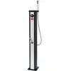 Image de Douche Solaris ELITE - douche d'extérieure a sceller au sol (incl. Quincaillerie), colonne PVC coloris noir/argent, mitigeur eau chaude/froide et douchette pour pieds, réservoir 18 l - (base 16x16cm) Ø15 x H118 cm