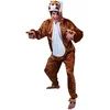 Image de Boland - Costume adulte tigre combinaison à capuche en peluche motif animal fermeture éclair sur le devant, chat sauvage, zoo, jungle, carnaval, fête à thème, multicolore