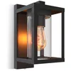 Image de Calex Applique LED Naples, E27, IP44 Luminaire extérieur Étanche aux Éclaboussures, Noir, Capteur Jour/Nuit, Aluminium, Style Industriel et Moderne