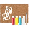 Image de Esschert Design Tapis de porte pour enfants - Kit de pochoirs - Pinceaux - Couleur coco - À personnaliser soi-même