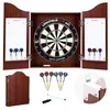 Image de Engelhart - 065017 - Armoire à fléchettes en bois avec cible Sisal + 2 jeux de fléchettes 18 g + tableaux d'évaluation (chêne foncé)
