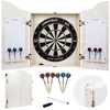 Image de Sisal Dartbord met Houten Dartkabinet - Licht Eiken - Inclusief Pijlen
