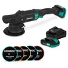Image de VONROC PRO Polisseuse rotative 20 V, diamètre 150 mm, moteur sans balais, 7 vitesses, démarrage doux, kit complet de 2 batteries de 2,0 Ah, chargeur rapide et 5 coussinets pour voiture, camping-car