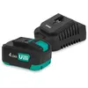 Image de VONROC Kit de démarrage VPower 20 V   Batterie 4,0 Ah + chargeur rapide | Compatible avec les outils VONROC | Charge en 35 min | Lithium-ion | Montage mural | Emballage écologique