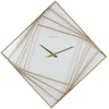 Image de NeXtime Grande Horloge Murale Carrée - 85x85cm - Métal - Or/Blanc Turning Square