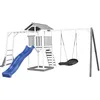 Image de AXI Beach Tower Aire de Jeux Blanc avec Toboggan en bleu, Cadre d'escalade, Balançoire Nid d'oiseau & Bac à Sable noir | Grande Maison enfant extérieur en Gris & Blanc | Cabane de Jeu en Bois FSC