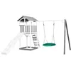 Image de AXI Beach Tower Aire de Jeux avec Toboggan en Blanc, Balançoire Nid d'oiseau Vert & Bac à Sable | Grande Maison enfant extérieur en Gris & Blanc | Cabane de Jeu en Bois FSC
