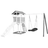 Image de AXI Beach Tower Aire de Jeux avec Toboggan en Blanc, Balançoire Nid d'oiseau noir & Bac à Sable | Grande Maison enfant extérieur en Gris & Blanc | Cabane de Jeu en Bois FSC