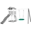 Image de AXI Beach Tower Aire de Jeux avec Toboggan en Gris, Balançoire Nid d'oiseau Vert & Bac à Sable | Grande Maison enfant extérieur en Gris & Blanc | Cabane de Jeu en Bois FSC