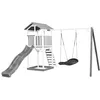 Image de AXI Beach Tower Aire de Jeux avec Toboggan en Gris, Balançoire Nid d'oiseau noir & Bac à Sable | Grande Maison enfant extérieur en Gris & Blanc | Cabane de Jeu en Bois FSC
