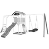 Image de AXI Beach Tower Aire de Jeux avec Toboggan en Gris, Cadre d'escalade, Balançoire Nid d'oiseau noir & Bac à Sable | Grande Maison enfant extérieur en Gris & Blanc | Cabane de Jeu en Bois FSC