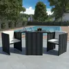 Image de vidaXL Ensemble de bistrot 3 pcs avec coussins Résine tressée Noir