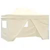 Image de vidaXL Tente pliable avec 4 parois latéraux 3 x 4,5 m Blanc crème