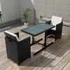 Image de vidaXL Ensemble de bistro 3 pcs avec coussins résine tressée noir