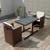 Image de vidaXL Ensemble de bistro 3 pcs et coussins résine tressée marron