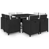 Image de vidaXL Ensemble à manger d'extérieur 9pcs coussins Résine tressée Noir