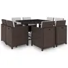 Image de vidaXL Ensemble à manger d'extérieur avec coussins 9pcs Résine tressée