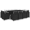 Image de vidaXL Salon de jardin 13 pcs avec coussins Résine tressée Noir