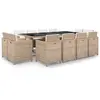 Image de vidaXL Ensemble à manger d'extérieur et coussins 13 pcs Résine tressée
