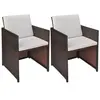Image de vidaXL Chaises de jardin lot de 2 avec coussins Résine tressée Marron
