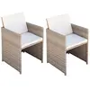 Image de vidaXL Chaises de jardin lot de 2 avec coussins Résine tressée Beige