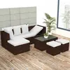 Image de vidaXL Salon de jardin 4 pcs avec coussins Résine tressée Marron
