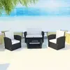 Image de vidaXL Salon de jardin 4 pcs avec coussins Résine tressée Noir