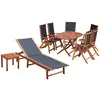 Image de vidaXL Ensemble à manger d'extérieur 9 pcs et coussins Acacia solide