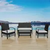 Image de vidaXL Salon de jardin 4 pcs avec coussins Résine tressée Noir