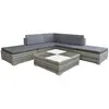 Image de vidaXL Salon de jardin avec coussins 6 pcs résine tressée gris