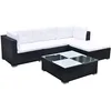 Image de vidaXL Salon de jardin 5 pcs avec coussins Résine tressée Noir