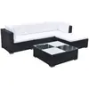 Image de vidaXL Salon de jardin 5 pcs avec coussins Résine tressée Noir